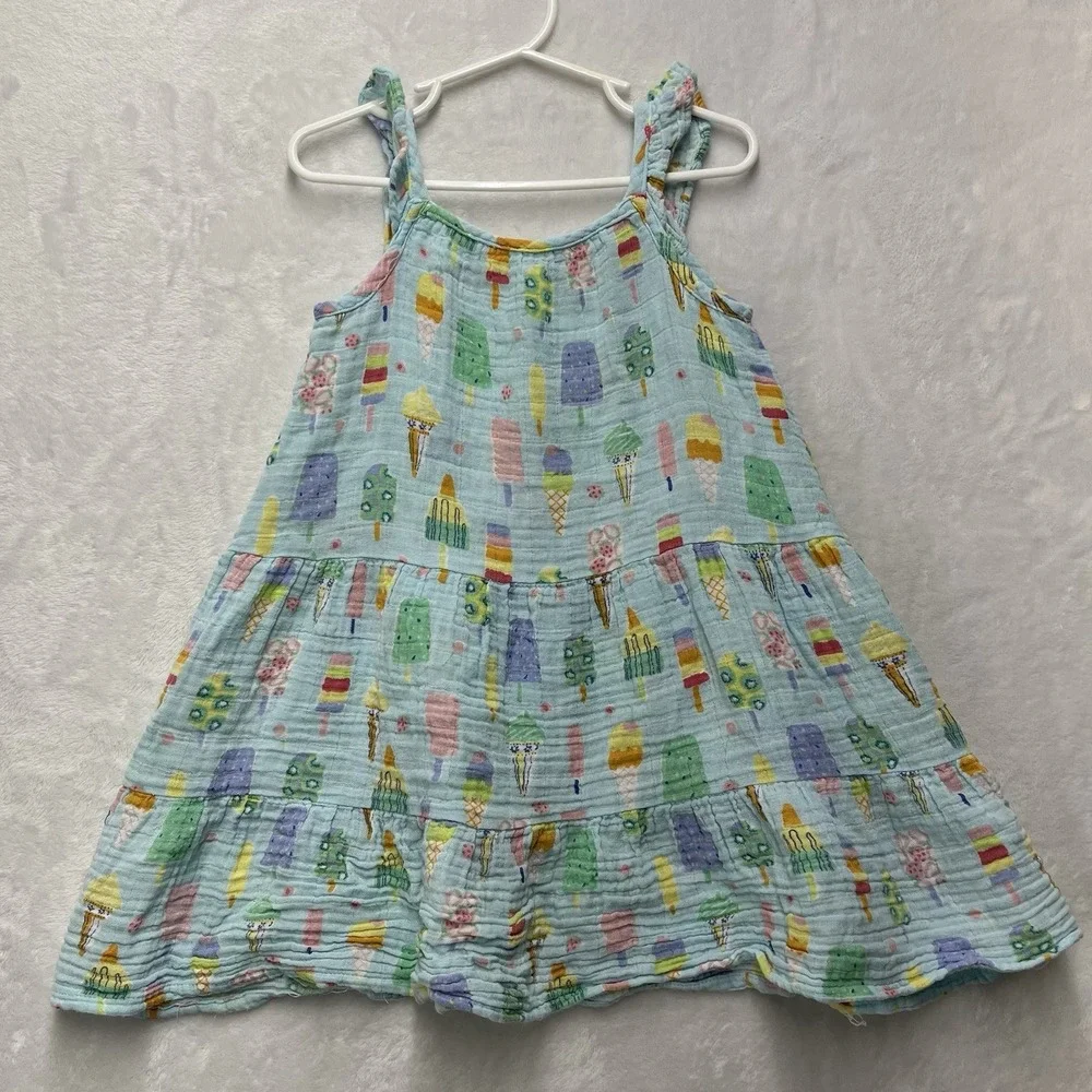 Angel Dear Muslin Dress Girls 5 Popsicle Ice Cream Organic Cotton Coastal Summer